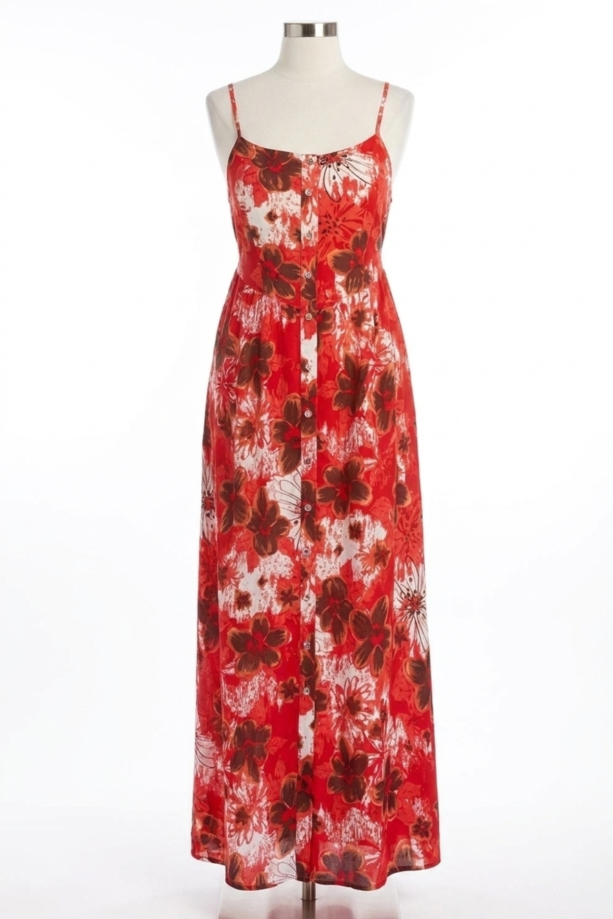 NEW KORI smocked back floral dress in red
